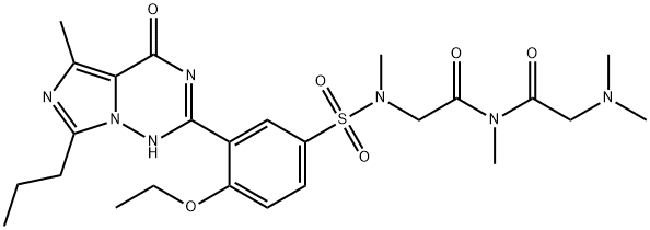 N-(2-(dimethylamino)-2-oxoethyl)-2-(4-ethoxy-N-methyl-3-(5-methyl-4-oxo-7-propyl-3,4-dihydroimidazo[5,1-f][1,2,4]triazin-2-yl)phenylsulfonamido)-N-methylacetamide Struktur