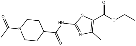 ethyl 2-(1-acetylpiperidine-4-carboxamido)-4-methylthiazole-5-carboxylate 化学構造式