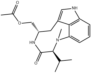 3H-Pyrrolo[4,3,2-gh]-1,4-benzodiazonin-3-one, 5-[(acetyloxy)methyl]-1,2,4,5,6,8-hexahydro-1-methyl-2-(1-methylethyl)-, (2S,5S)- Structure