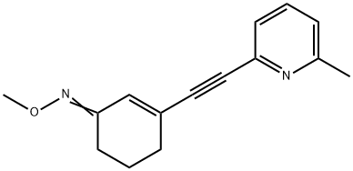 3-[(6-メチル-2-ピリジル)エチニル]-2-シクロヘキセン-1-オンO-メチルオキシム 化学構造式