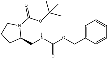 1-Pyrrolidinecarboxylic acid, 2-[[[(phenylmethoxy)carbonyl]amino]methyl]-, 1,1-dimethylethyl ester, (2R)- Structure