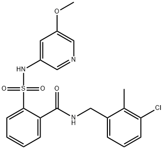 N-[(3-Chloro-2-methylphenyl)methyl]-2-[[(5-methoxy-3-pyridinyl)amino]sulfonyl]benzamide,931125-04-1,结构式
