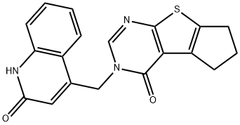 2-[(2-oxo-1H-quinolin-4-yl)methyl]-7,8-dihydro-6H-cyclopenta[2,3]thieno[2,4-d]pyrimidin-1-one Structure