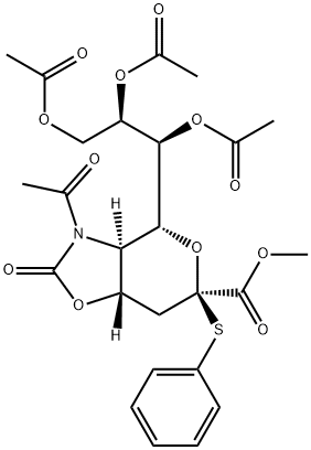 Methyl (Phenyl 5-Acetamido-7,8,9-tri-O-acetyl-5-N,4-O-carbonyl-3,5-dideoxy-2-thio-beta-D-glycero-D-galacto-2-nonulopyranosid)onate|5-乙酰氨基-7,8,9-三-O-乙酰基-5-N,4-O-羰基-3,5-二脱氧-2-S-苯基-2-硫代-Β-D-甘油-D-半乳-2-吡喃神经氨酸甲酯