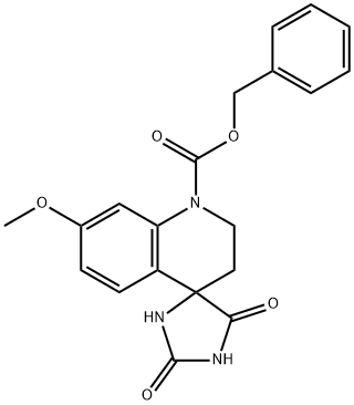 苄基-7-甲氧基-2',5'-二氧螺[2,3-二氢喹啉-4,4'-咪唑烷]-1-羧酸酯 结构式