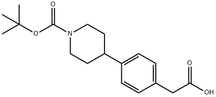 2-(4-(1-(TERT-BUTOXYCARBONYL)PIPERIDIN-4-YL)PHENYL)ACETIC ACID,1000991-31-0,结构式