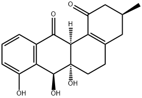 Benz[a]anthracene-1,12-dione, 2,3,4,5,6,6a,7,12a-octahydro-6a,7,8-trihydroxy-3-methyl-, (3S,6aS,7S,12aS)- Struktur