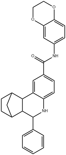 7,10-Methanophenanthridine-2-carboxamide, N-(2,3-dihydro-1,4-benzodioxin-6-yl)-5,6,6a,7,8,9,10,10a-octahydro-6-phenyl- Structure