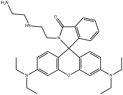 Spiro[1H-isoindole-1,9'-[9H]xanthen]-3(2H)-one, 2-[2-[(2-aminoethyl)amino]ethyl]-3',6'-bis(diethylamino)- Struktur