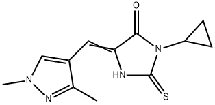 (5Z)-3-cyclopropyl-5-[(1,3-dimethyl-1H-pyrazol-4-yl)methylene]-2-thioxoimidazolidin-4-one Structure