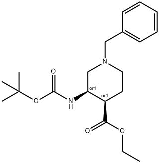 cis-1-Benzyl-3-Boc-amino-piperidine-4-carboxylic acid ethyl ester,1006611-28-4,结构式