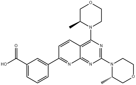 3-[2,4-bis[(3S)-3-methylmorpholin-4-yl]pyrido[2,3-d]pyrimidin-7-yl]benzoic acid Structure