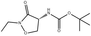 Carbamic acid, N-[(4R)-2-ethyl-3-oxo-4-isoxazolidinyl]-, 1,1-dimethylethyl ester 化学構造式