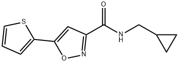 N-(cyclopropylmethyl)-5-(thiophen-2-yl)-1,2-oxazole-3-carboxamide 结构式