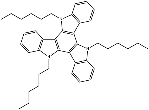 5,10,15-trihexyl-10,15-dihydro-5H-diindolo[3,2-a:3',2'-c]carbazole Struktur