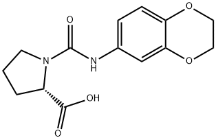 ((2,3-二氢苯并[B][1,4]二噁英-6-基)氨基甲酰基)-L-脯氨酸, 1026763-78-9, 结构式