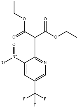 Propanedioic acid, 2-[3-nitro-5-(trifluoromethyl)-2-pyridinyl]-, 1,3-diethyl ester 结构式