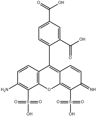 1,3-Benzenedicarboxylic acid, 4-(6-amino-3-imino-4,5-disulfo-3H-xanthen-9-yl)- Struktur
