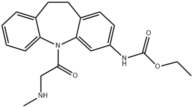 Carbamic acid, N-[10,11-dihydro-5-[2-(methylamino)acetyl]-5H-dibenz[b,f]azepin-3-yl]-, ethyl ester Structure