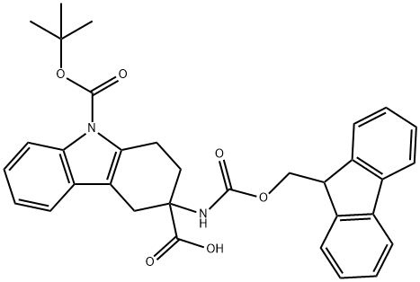 3-Amino-1,2,3,4-tetrahydrocarbazole-3-carboxylic acid, N1-BOC 3-FMOC protected,1031927-10-2,结构式