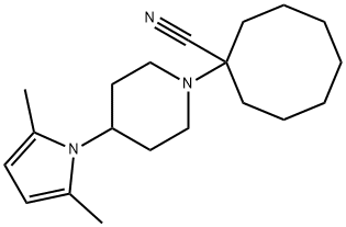 Cyclooctanecarbonitrile, 1-[4-(2,5-dimethyl-1H-pyrrol-1-yl)-1-piperidinyl]-, 1032289-57-8, 结构式