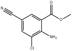 2-Amino-3-chloro-5-cyano-benzoic acid methyl ester 化学構造式