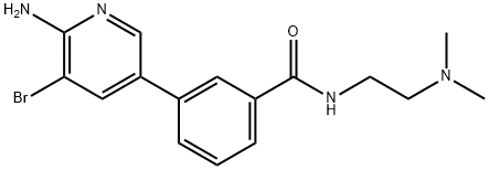 Benzamide, 3-(6-amino-5-bromo-3-pyridinyl)-N-[2-(dimethylamino)ethyl]- 化学構造式