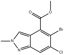 2H-Indazole-4-carboxylic acid, 5-bromo-6-chloro-2-methyl-, methyl ester 化学構造式