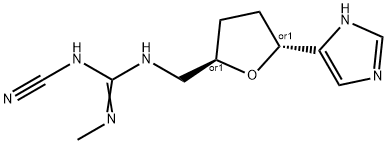 1-[[(2R)-5α-(4-イミダゾリル)オキソラン-2β-イル]メチル]-2-シアノ-3-メチルグアニジン 化学構造式