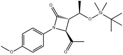 2-Azetidinone, 4-acetyl-3-[(1R)-1-[[(1,1-dimethylethyl)dimethylsilyl]oxy]ethyl]-1-(4-methoxyphenyl)-, (3S,4S)- Structure
