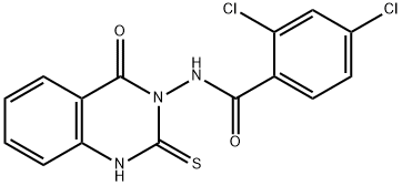 2,4-dichloro-N-(4-oxo-2-sulfanylidene-1H-quinazolin-3-yl)benzamide 化学構造式