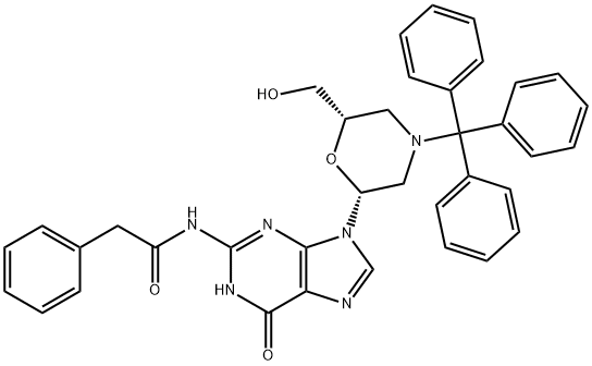 N2-Phenylacetyl-7'-OH-N-trityl-morpholino guanine Structure