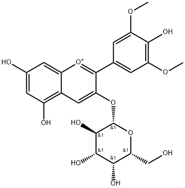 1-Benzopyrylium, 3-(β-D-galactopyranosyloxy)-5,7-dihydroxy-2-(4-hydroxy-3,5-dimethoxyphenyl)- Structure
