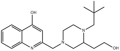 4-Quinolinol, 2-[[4-(2,2-dimethylpropyl)-3-(2-hydroxyethyl)-1-piperazinyl]methyl]-,1065573-84-3,结构式