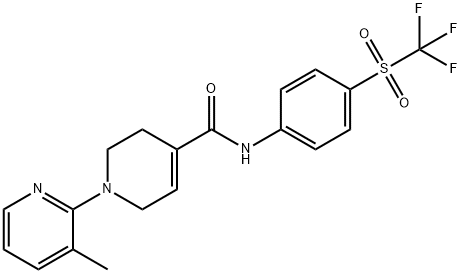 3'-メチル-N-(4-トリフルオロメタンスルホニルフェニル)-3,6-ジヒドロ-2H-[1,2'-ビピリジン]-4-カルボキサミド 化学構造式