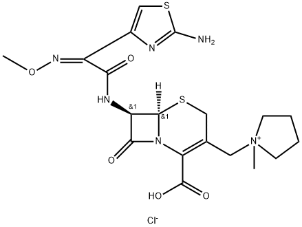 Pyrrolidinium, 1-[[(6R,7R)-7-[[(2Z)-2-(2-amino-4-thiazolyl)-2-(methoxyimino)acetyl]amino]-2-carboxy-8-oxo-5-thia-1-azabicyclo[4.2.0]oct-2-en-3-yl]methyl]-1-methyl-, chloride (1:1) Struktur