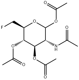 2-Acetamido-1,3,4-tri-O-acetyl-2,6-dideoxy-6-fluoro-D-glucopyranose Struktur