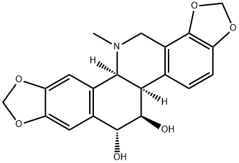 [1,3]Benzodioxolo[5,6-c]-1,3-dioxolo[4,5-i]phenanthridine-6,7-diol, 5b,6,7,12b,13,14-hexahydro-13-methyl-, (5bR,6R,7R,12bS)-,11028-61-8,结构式