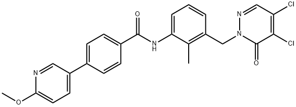 Benzamide, N-[3-[(4,5-dichloro-6-oxo-1(6H)-pyridazinyl)methyl]-2-methylphenyl]-4-(6-methoxy-3-pyridinyl)- Structure
