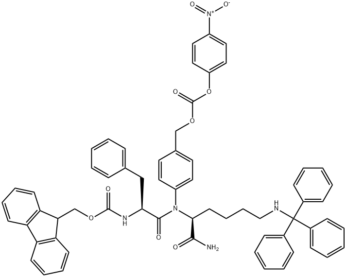 FMOC-PHE-LYS(TRT)-PAB-PNP,1116086-09-9,结构式