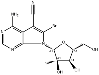 4-Amino-6-bromo-5-cyano-7-(2-beta-C-methyl-beta-D-ribofurano syl)-7H-pyrrolo[2.3-d]pyrimidine, 1118756-10-7, 结构式