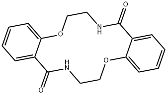 7,8,16,17-Tetrahydro-dibenzo[f,m][1,8,4,11]dioxadiazacyclotetradecine-9,18(6H,15H)-dione Struktur