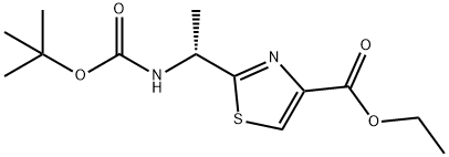 (R)-2-(1-((叔丁氧羰基)氨基)乙基)噻唑-4-羧酸乙酯,111946-75-9,结构式