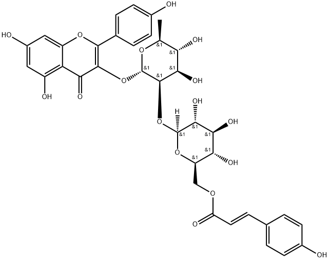 kaempferol 3-O-alpha-L-[6'''-p-coumaroyl-beta-D-glucopyranosyl-(1->2)-rhamnopyranoside] Structure