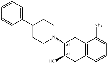 2-Naphthalenol, 5-amino-1,2,3,4-tetrahydro-3-(4-phenyl-1-piperidinyl)-, (2R,3R)-rel- Structure