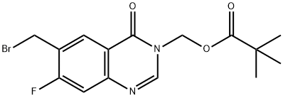 Propanoic acid, 2,2-dimethyl-, [6-(bromomethyl)-7-fluoro-4-oxo-3(4H)-quinazolinyl]methyl ester 化学構造式