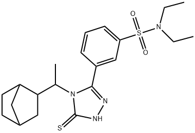 3-[4-(1-{双环[2.2.1]庚烷-2-基}乙基)-5-硫烷基-4H-1,2,4-三唑-3-基]-N,N-二乙苯-1-磺胺,1132639-45-2,结构式