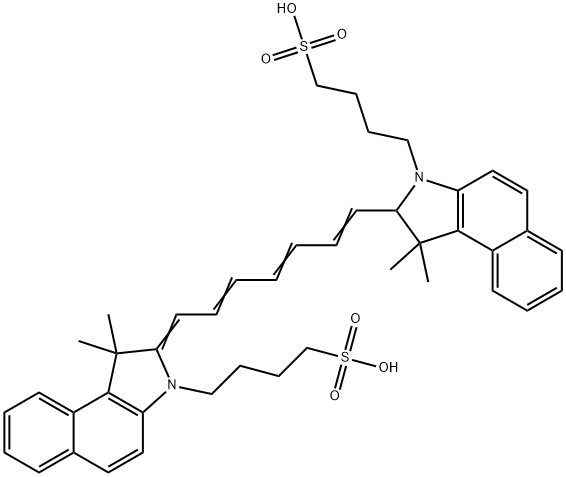 3H-Benz[e]indole-3-butanesulfonic acid, 2-[7-[2,3-dihydro-1,1-dimethyl-3-(4-sulfobutyl)-1H-benz[e]indol-2-yl]-2,4,6-heptatrien-1-ylidene]-1,2-dihydro-1,1-dimethyl- Struktur