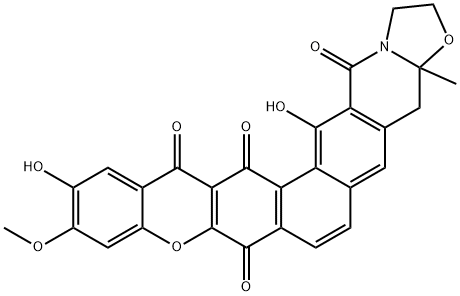 [1]Benzopyrano[2',3':6,7]naphth[2,1-g]oxazolo[3,2-b]isoquinoline-8,14,15,17-tetrone, 1,2,3a,4-tetrahydro-12,16-dihydroxy-11-methoxy-3a-methyl- Structure