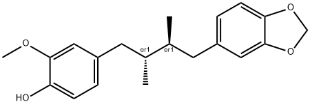 Phenol, 4-[(2R,3S)-4-(1,3-benzodioxol-5-yl)-2,3-dimethylbutyl]-2-methoxy-, rel- Struktur